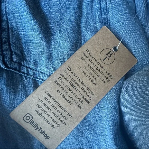 Billy T "Peace and Love" Denim Shirt NWT Medium - Picture 7 of 8